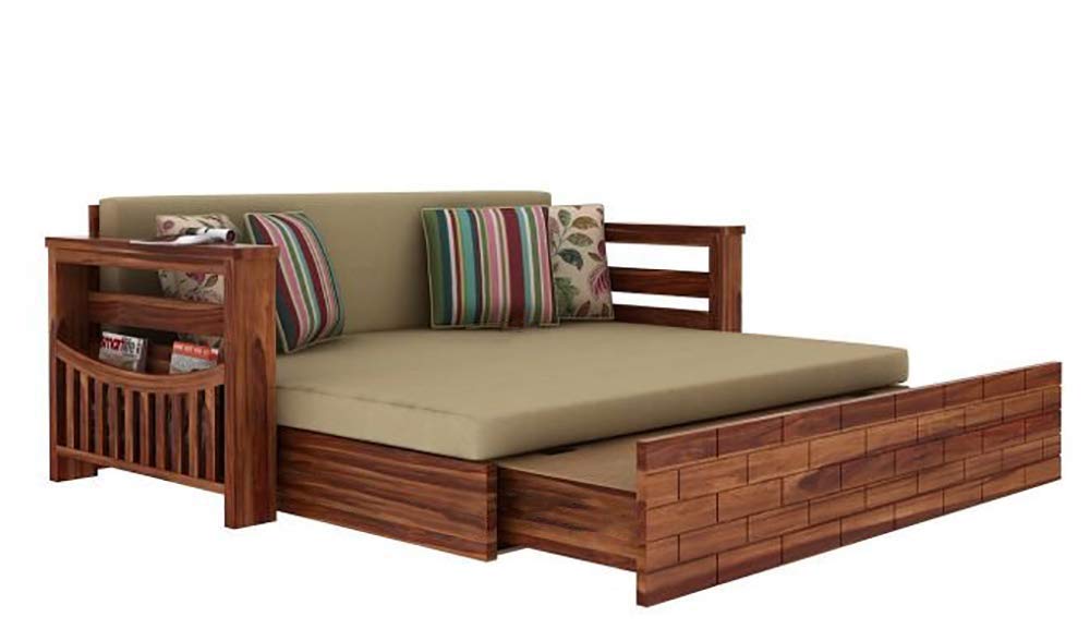 Genevieve Wooden Furniture Wallet Sofa Cum Bed Without Pillow