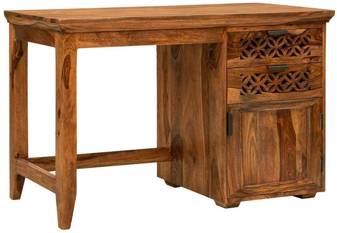 Valerie Sheesham Wood Study and Office Table With Natural Honey Finish