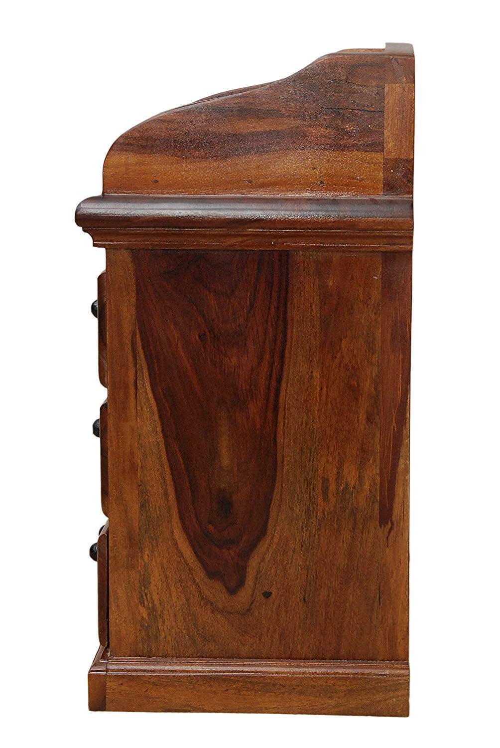 Peyton Wooden Bed Side 3 Drawers Cabinet Dark Honey Finish