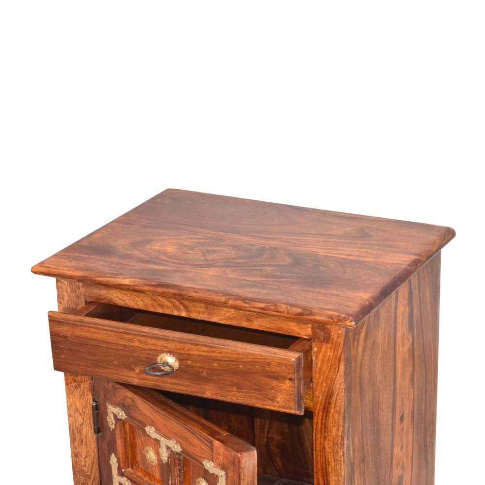 Marlowe Wood Brass Bedside Table