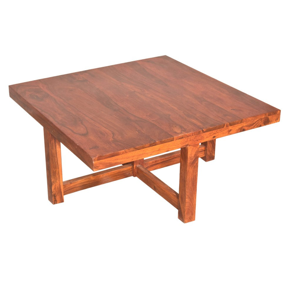 Araya Sheesham Wood Square Petlin Coffee Table with Four Stools