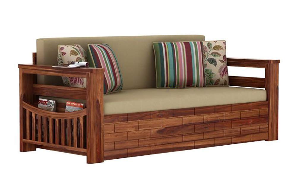 Genevieve Wooden Furniture Wallet Sofa Cum Bed Without Pillow