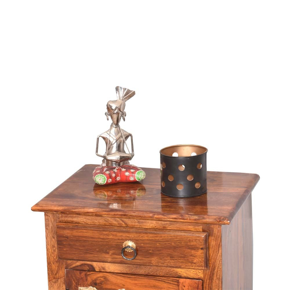 Marlowe Wood Brass Bedside Table