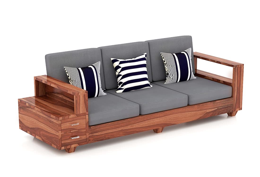 Furniturewallet Sheesham Wooden 5 Seater Sofa Set for Living Room With Natural Finish
