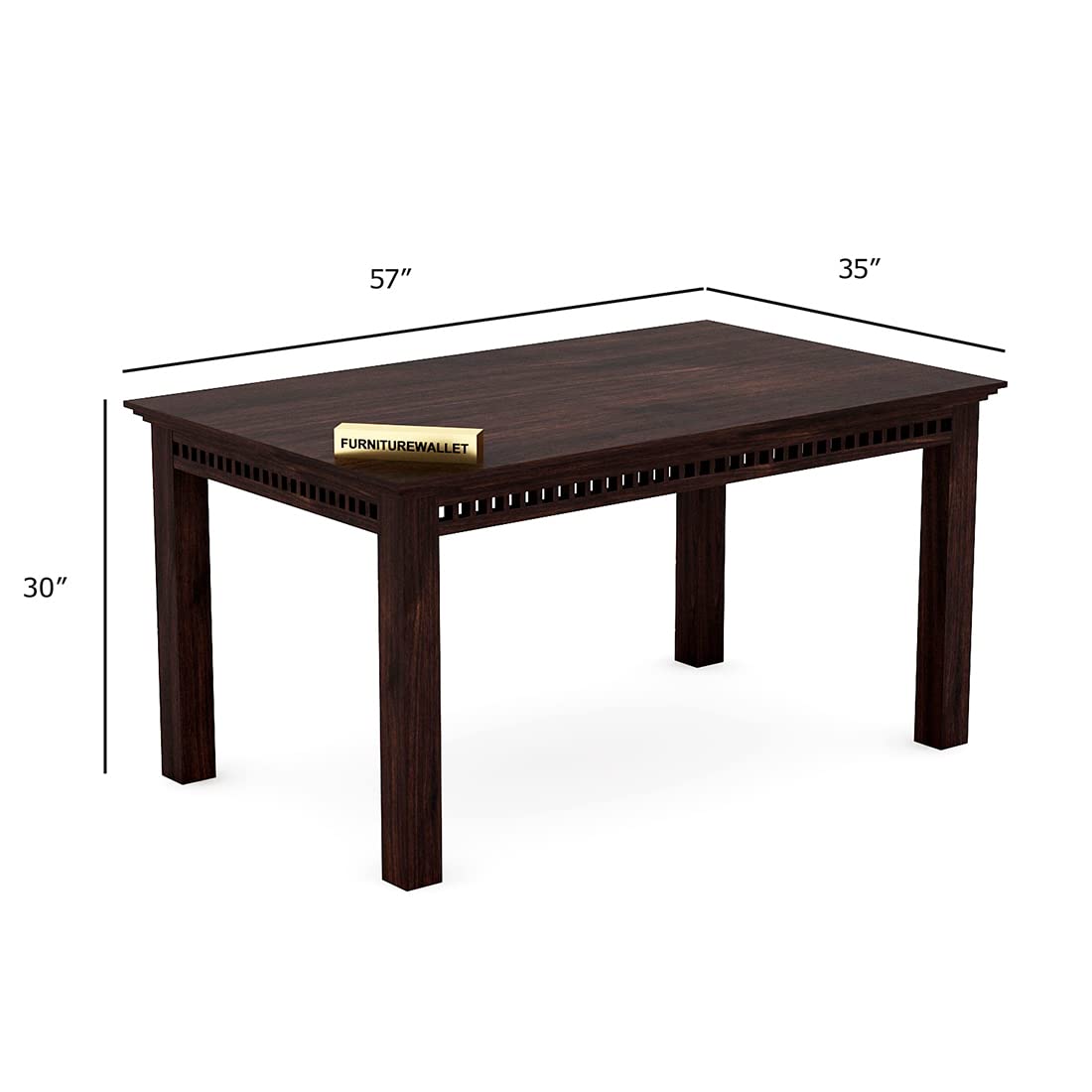 Cecilia Wood Dining Table 6 Seater / 6 Seater Dining Set with Chairs for Dining Room Walnut Color