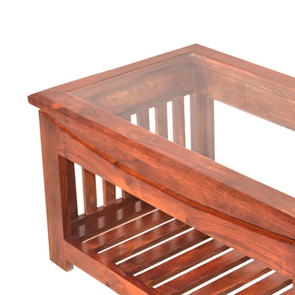 Remington wood Glass Top Center Table