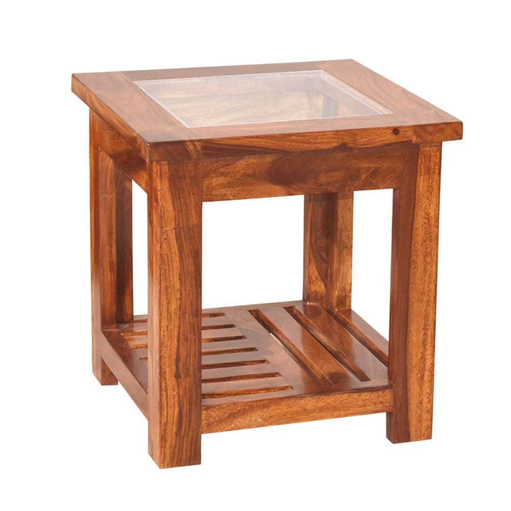 Mikayla Wooden Stacy Glass Top Peg Table