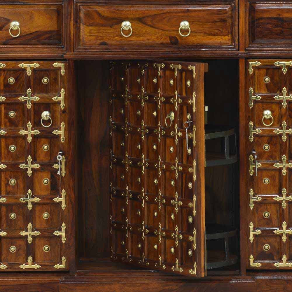 Bailey Bar Cabinet with Brass Design