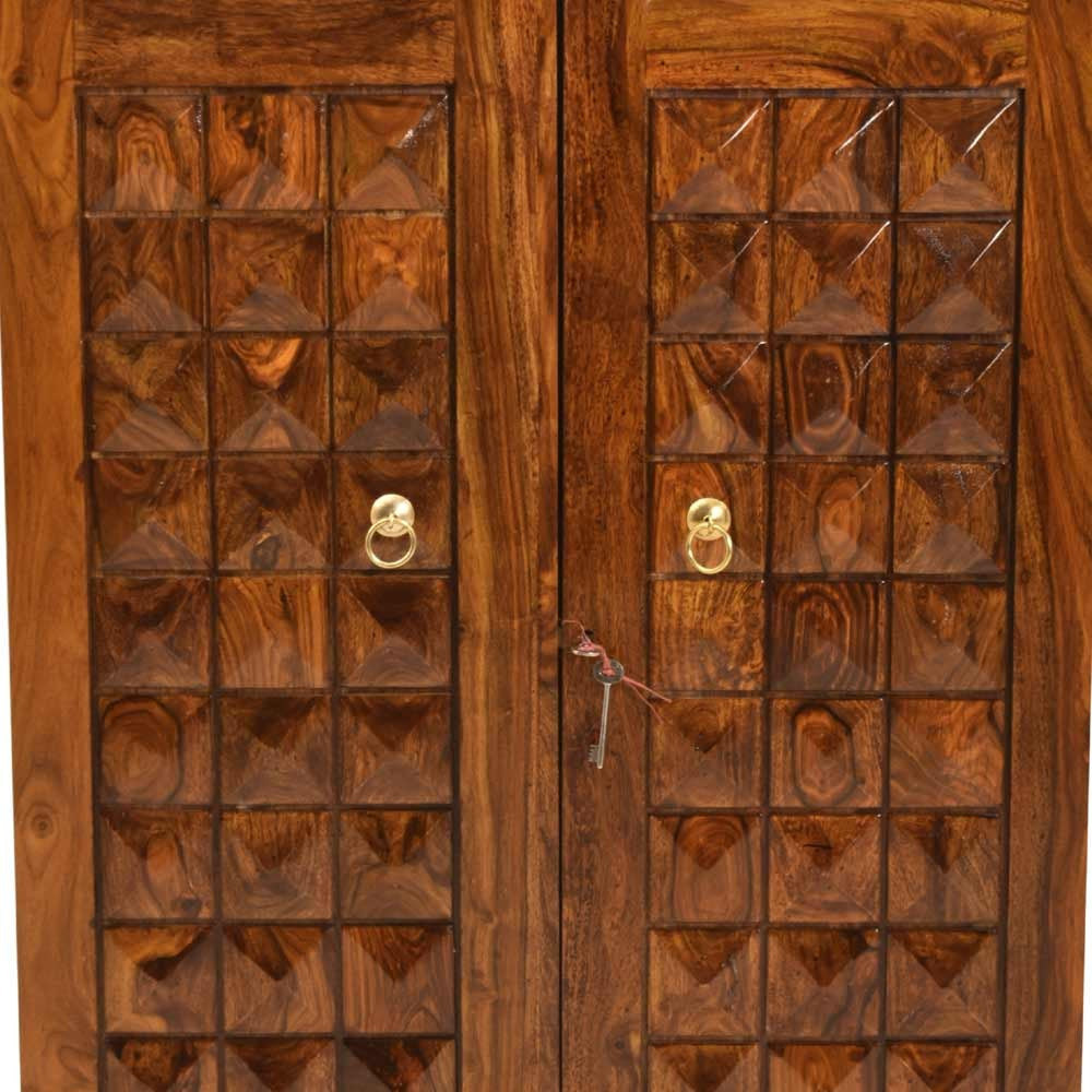 Kendall Wooden Diamond Design Bar Cabinet