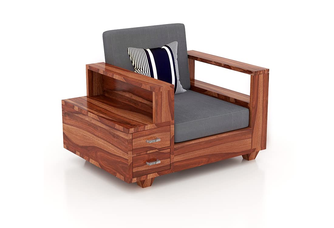 Furniturewallet Sheesham Wooden 5 Seater Sofa Set for Living Room With Natural Finish