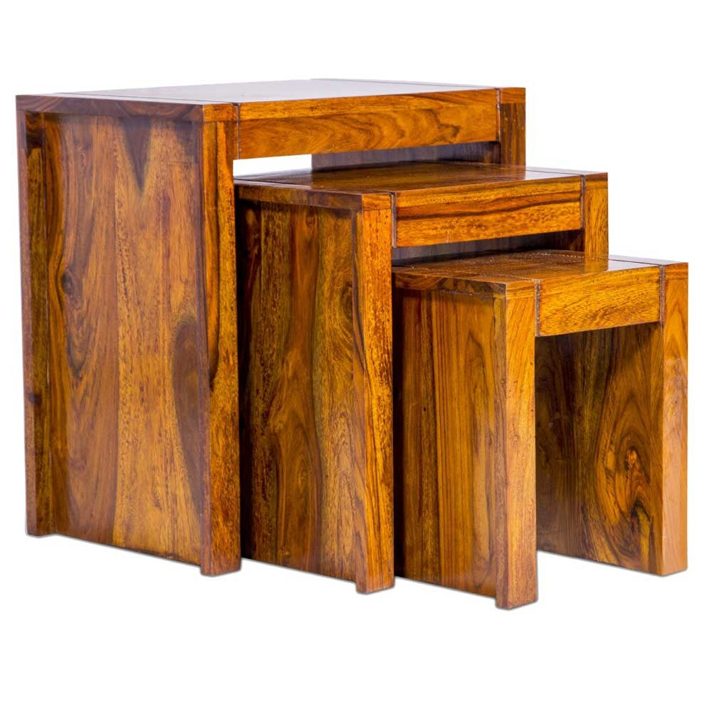 Brooklynn Sheesham Wooden Stool set of 3
