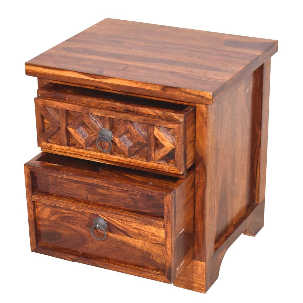 Arely Wood Swirl Bedside Table