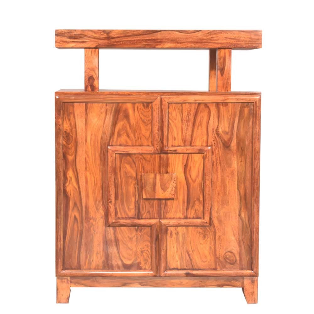 Kaitlyn Sheesham Wooden Tray Design Bar Cabinet