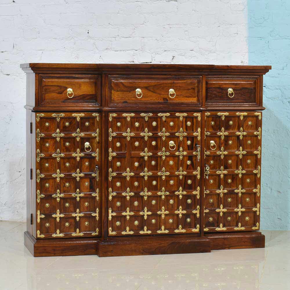 Bailey Bar Cabinet with Brass Design