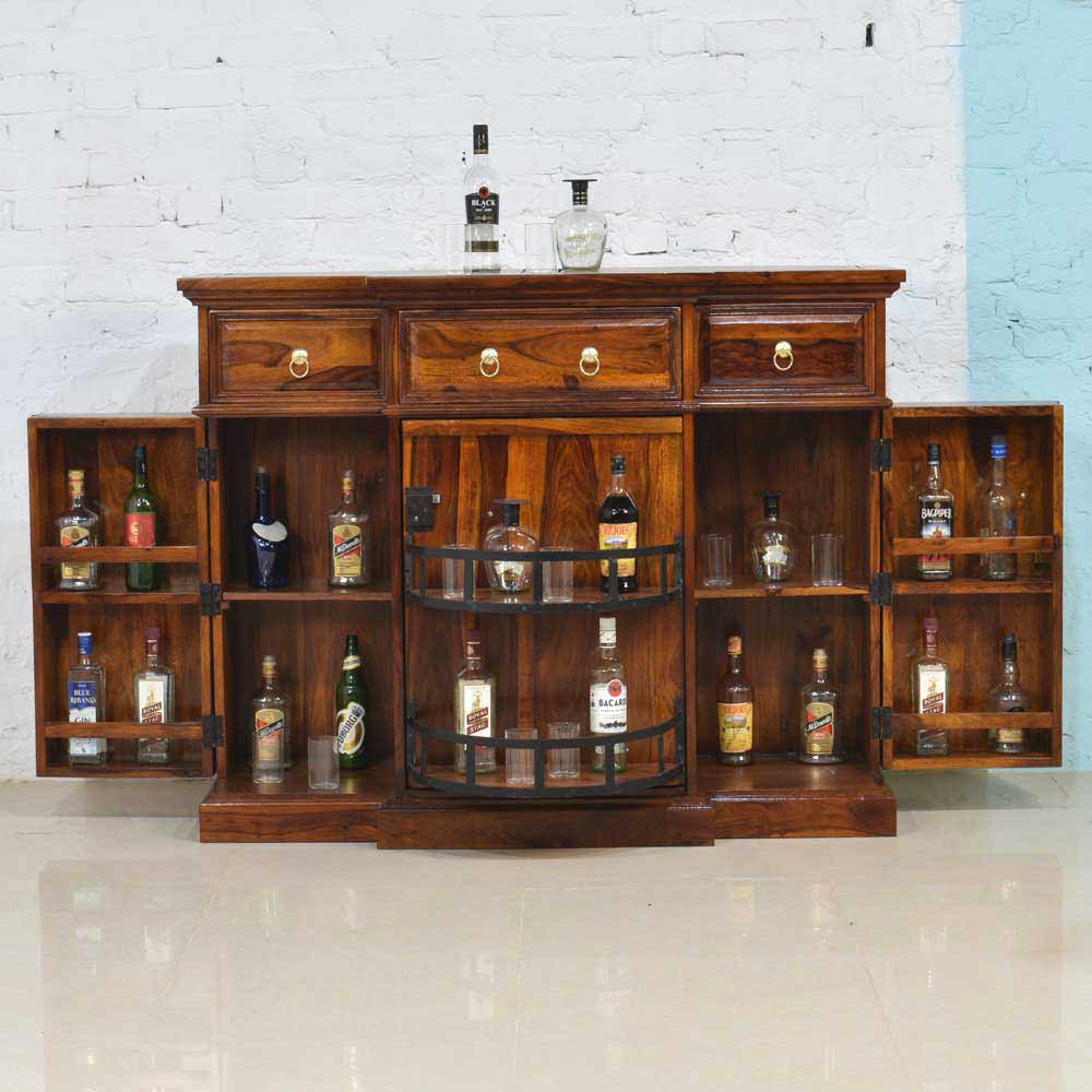 Bailey Bar Cabinet with Brass Design