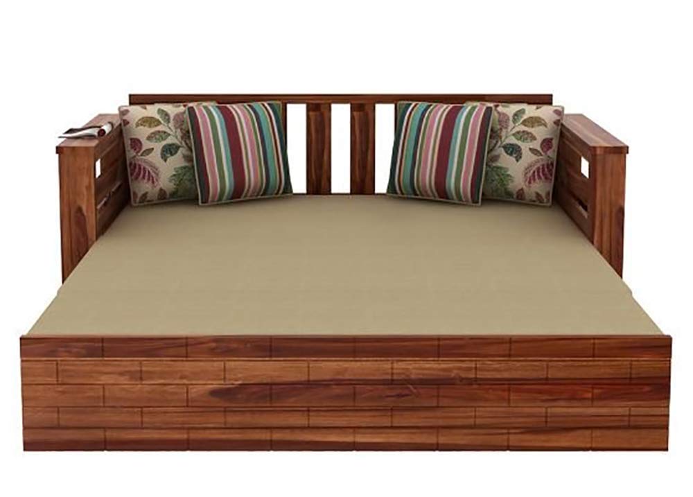 Genevieve Wooden Furniture Wallet Sofa Cum Bed Without Pillow