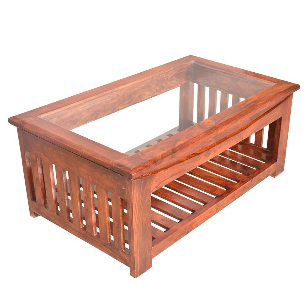 Remington wood Glass Top Center Table