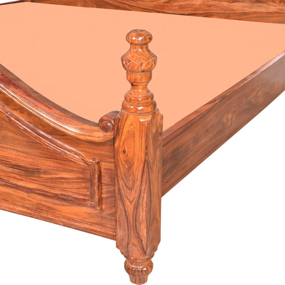 Shiloh Wood Sheesham Bed With Carving Design