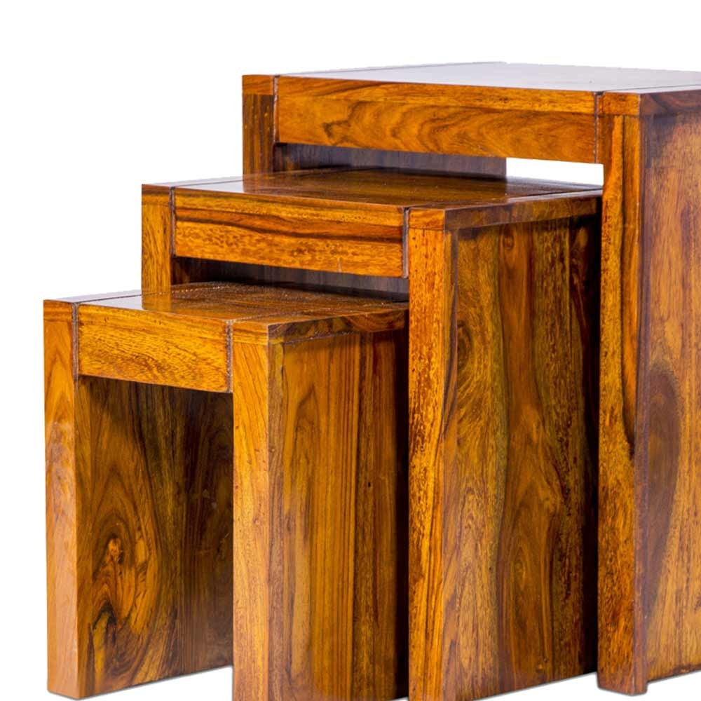 Brooklynn Sheesham Wooden Stool set of 3