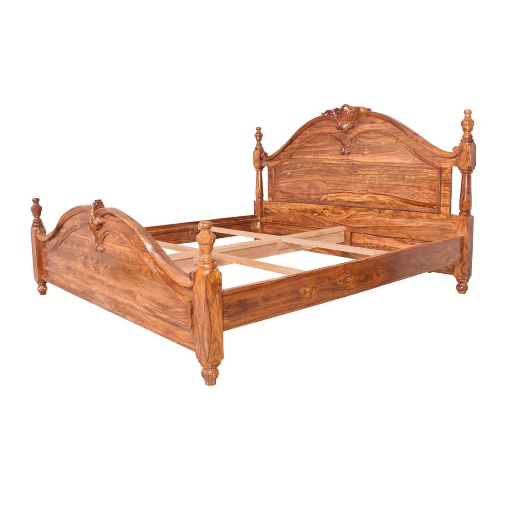 Shiloh Wood Sheesham Bed With Carving Design