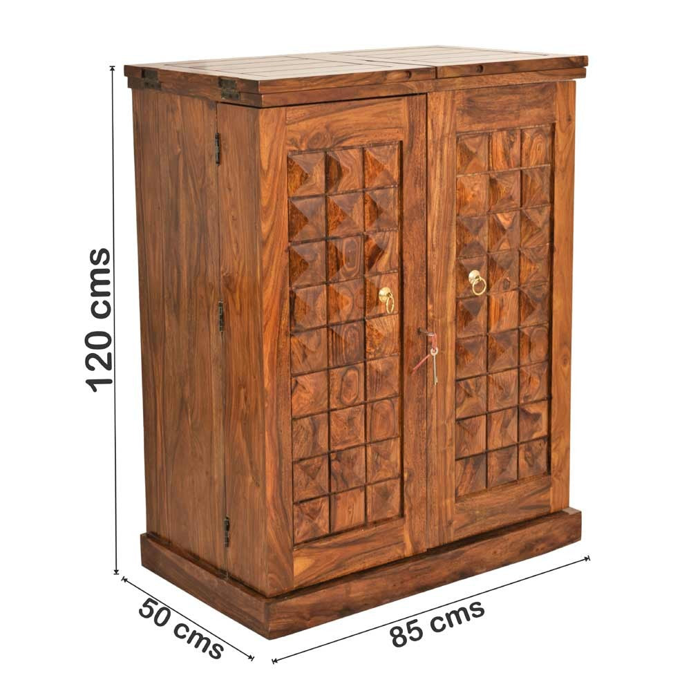 Kendall Wooden Diamond Design Bar Cabinet