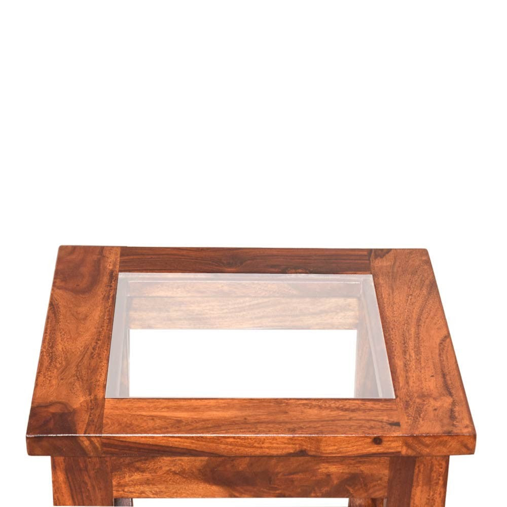 Mikayla Wooden Stacy Glass Top Peg Table