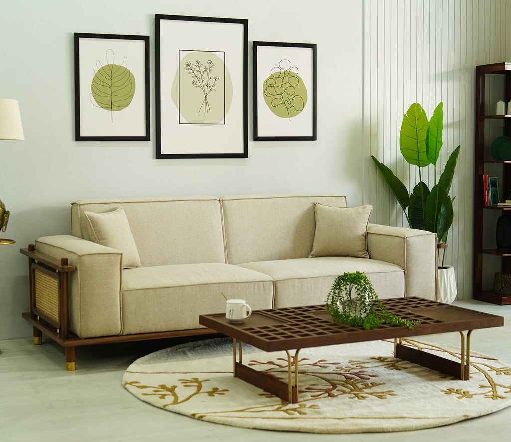 Alaya 3+1+1 Seater Ash Wood Cane Sofa