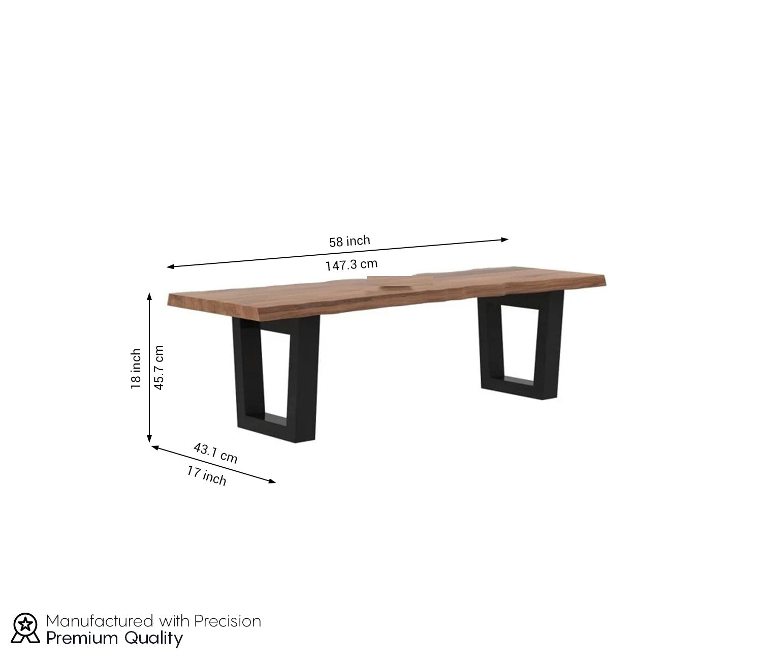 Live Edge 6 Seater Dining Set with Bench