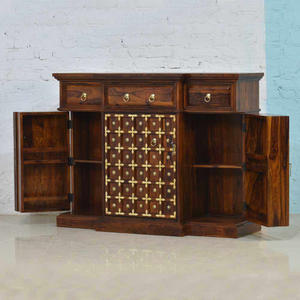 Bailey Bar Cabinet with Brass Design