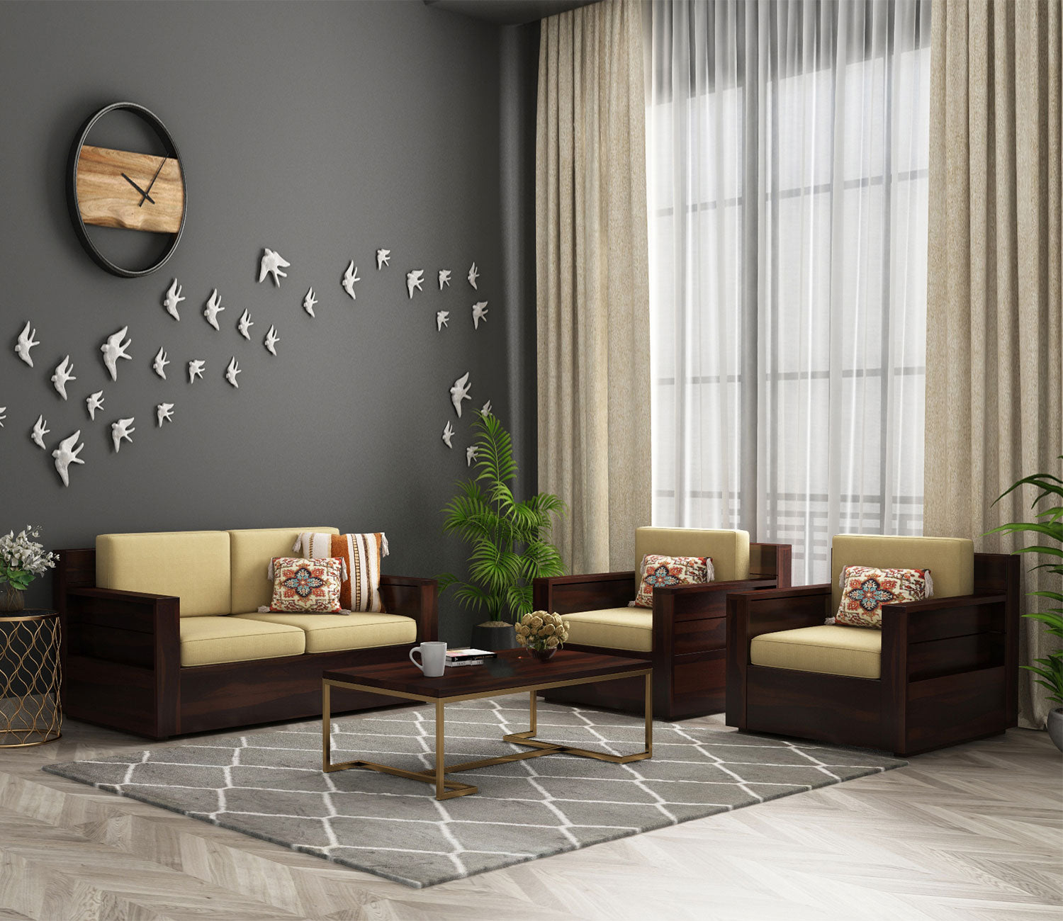 Brian Wooden Sofa 2+1+1 Set