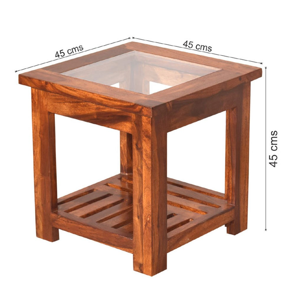 Mikayla Wooden Stacy Glass Top Peg Table