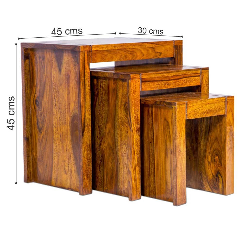 Brooklynn Sheesham Wooden Stool set of 3