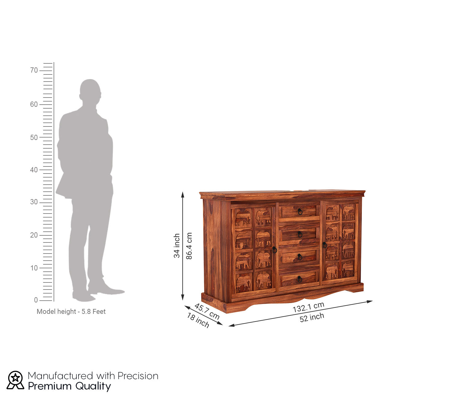 Emerson Sheesham Wooden Cabinet and Sideboard