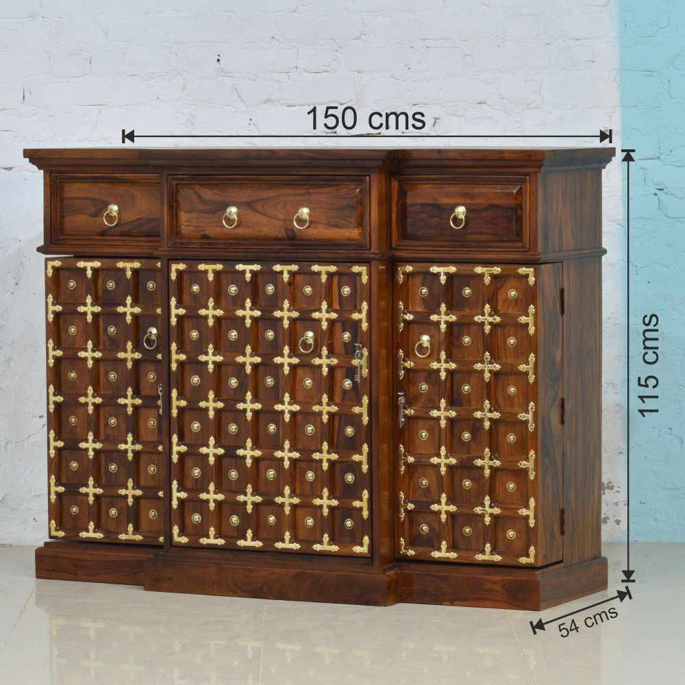 Bailey Bar Cabinet with Brass Design