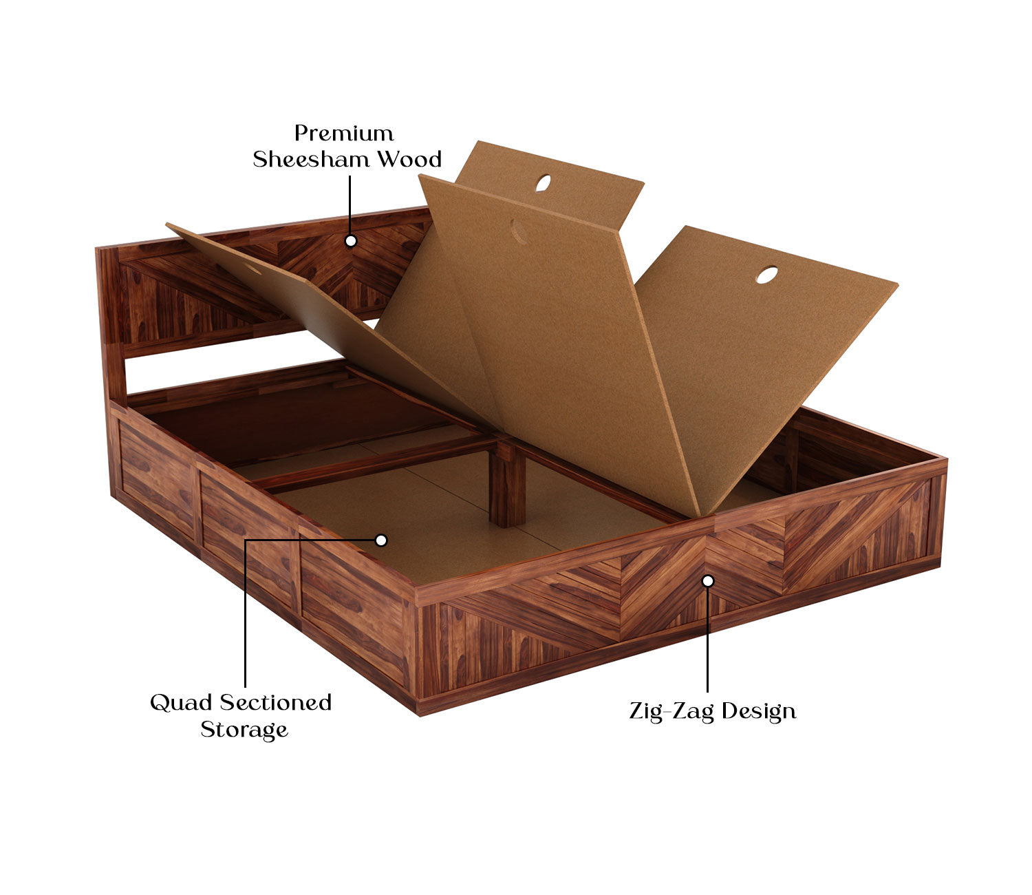 Tanner Sheesham Wood Bed With Box Storage