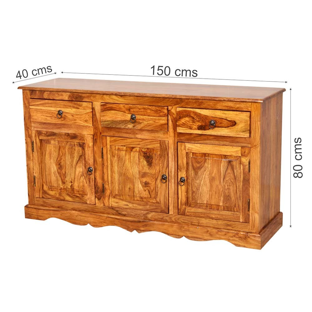 Arabella Wood Sheehsam Siramika Sideboard Three Drawers
