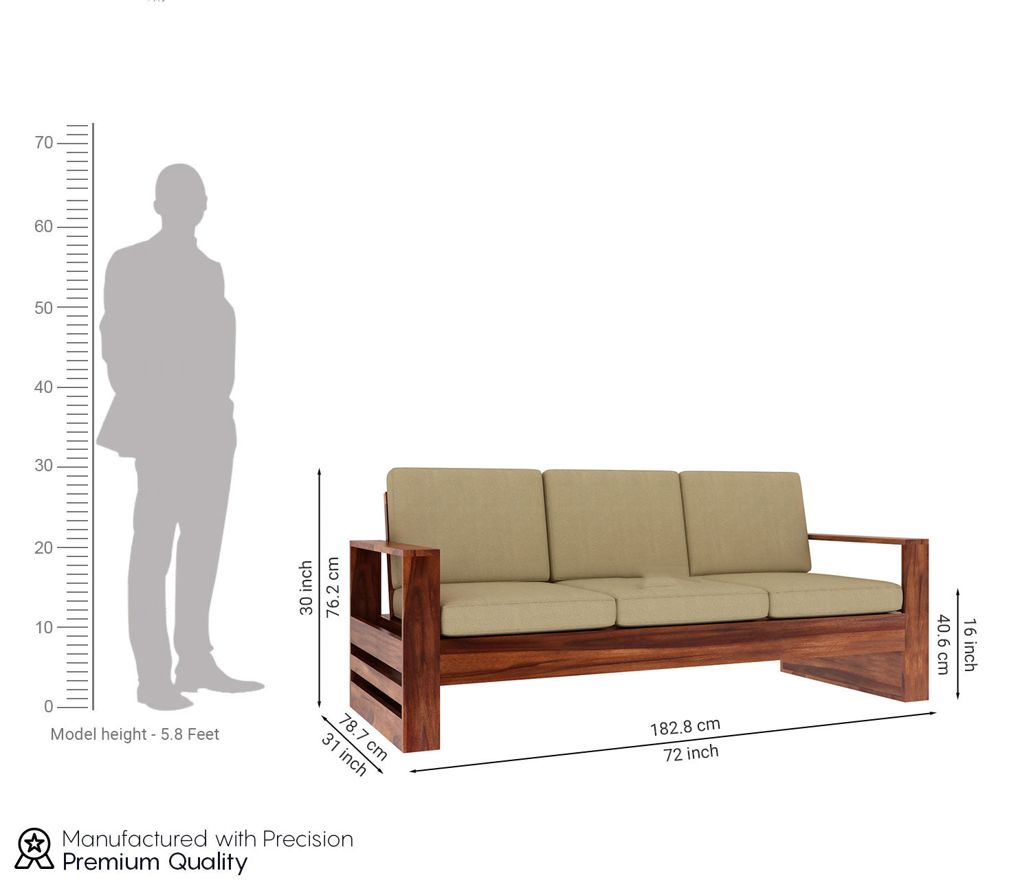 Leroy 5 Seater Wooden Sofa Set with Side Storage
