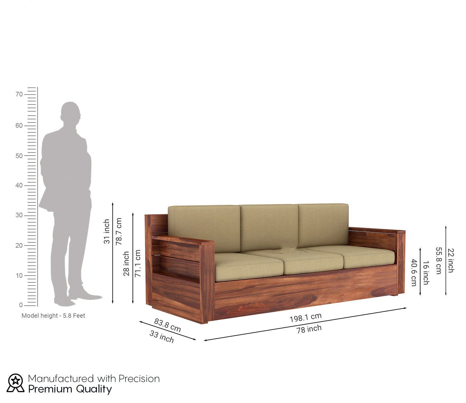 Ava Wooden Sofa 3+1+1
