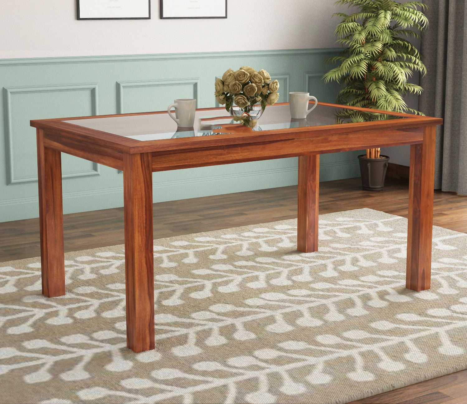 Jellybean 6 Seater Dining Table with Glass Top  Without Glass