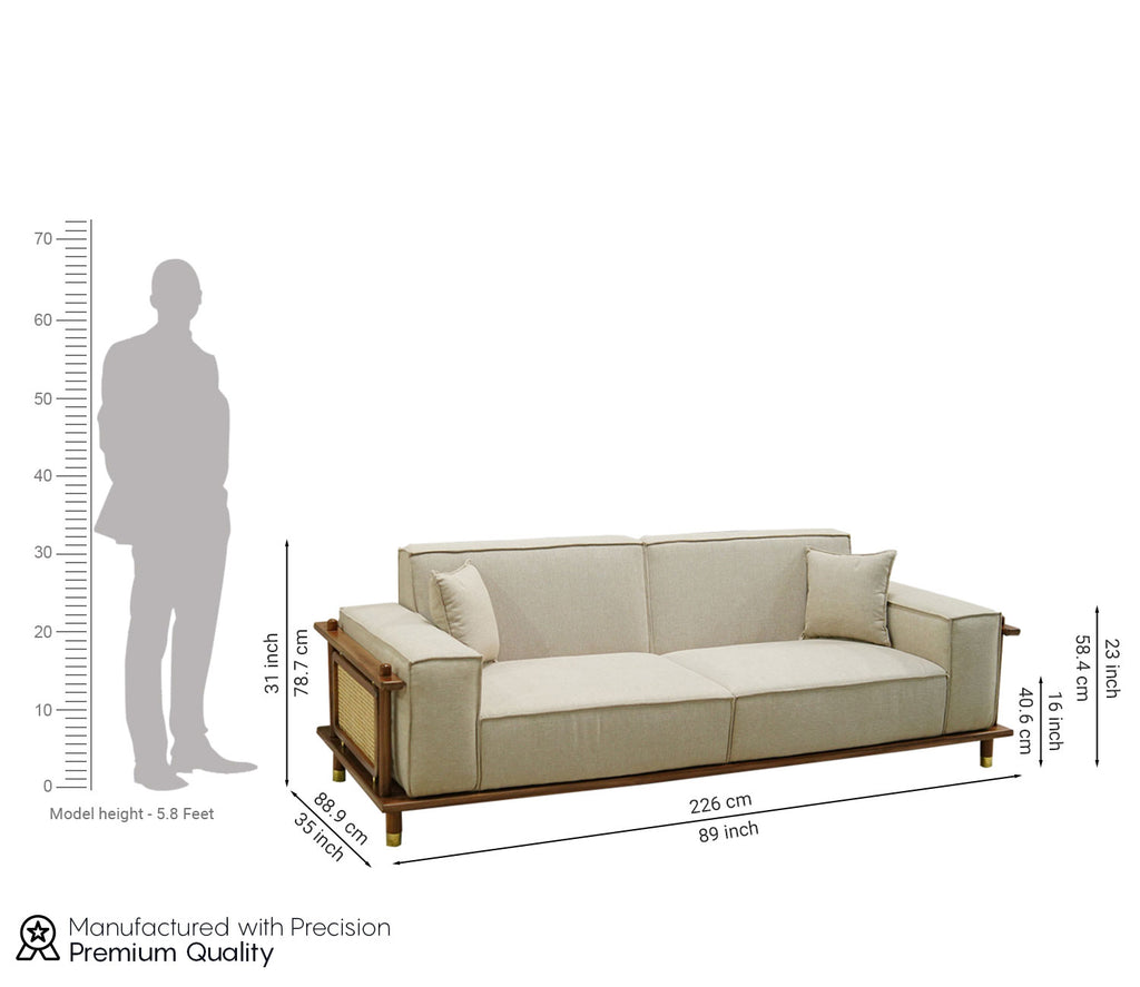 Alaya 3+1+1 Seater Ash Wood Cane Sofa