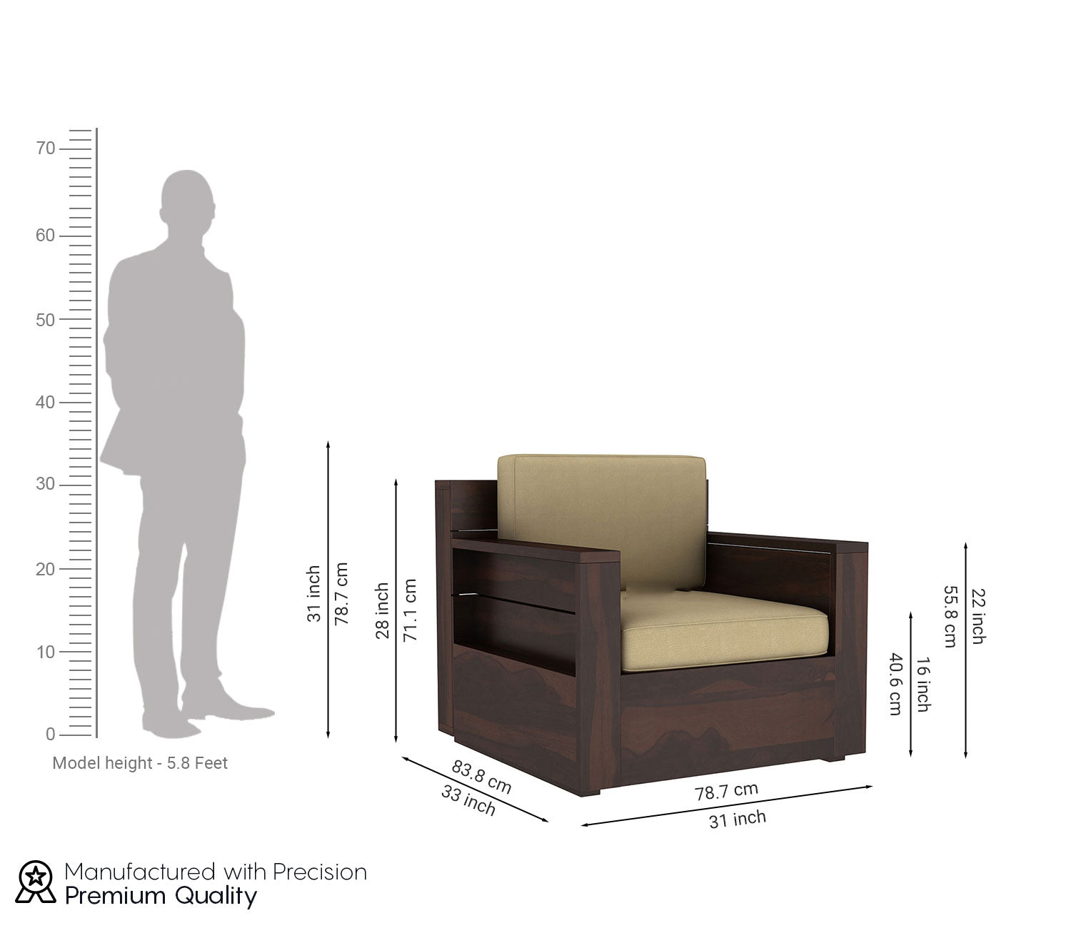 Brian Wooden Sofa 2+1+1 Set