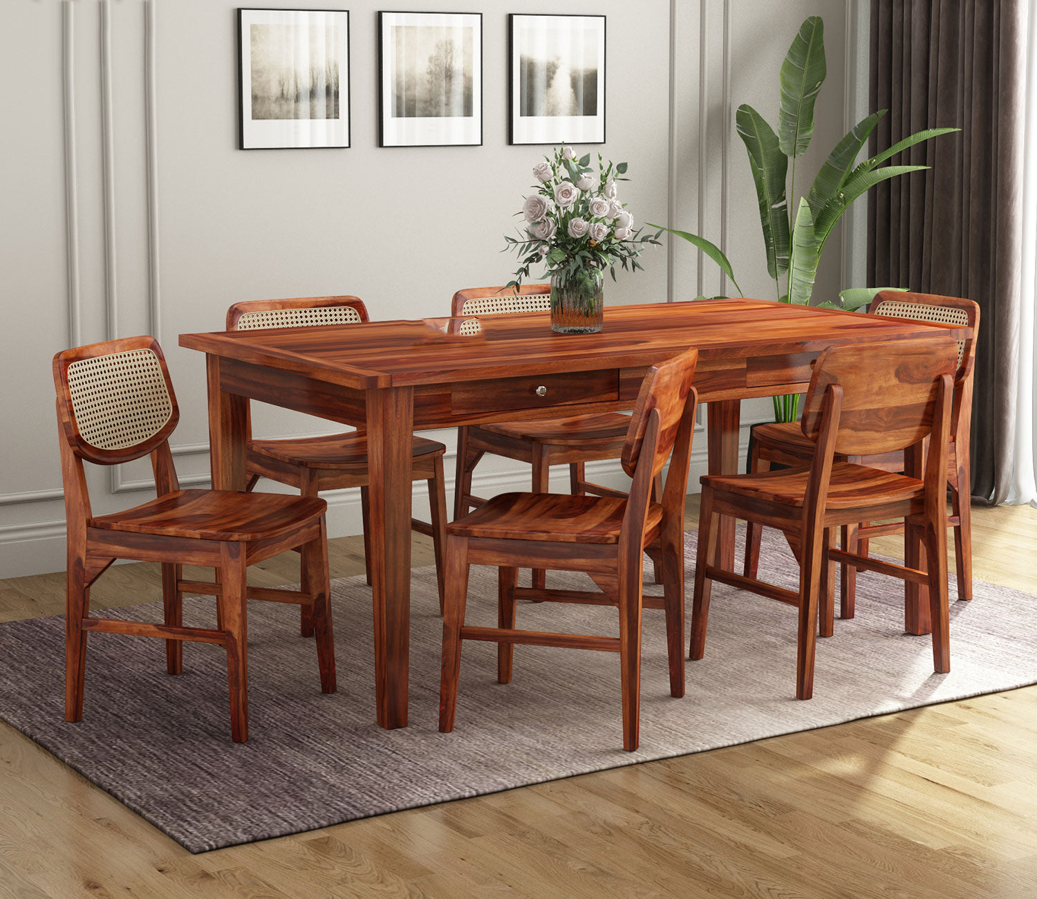 Mcbeth - Trois 6 Seater without Cushion Dining Set