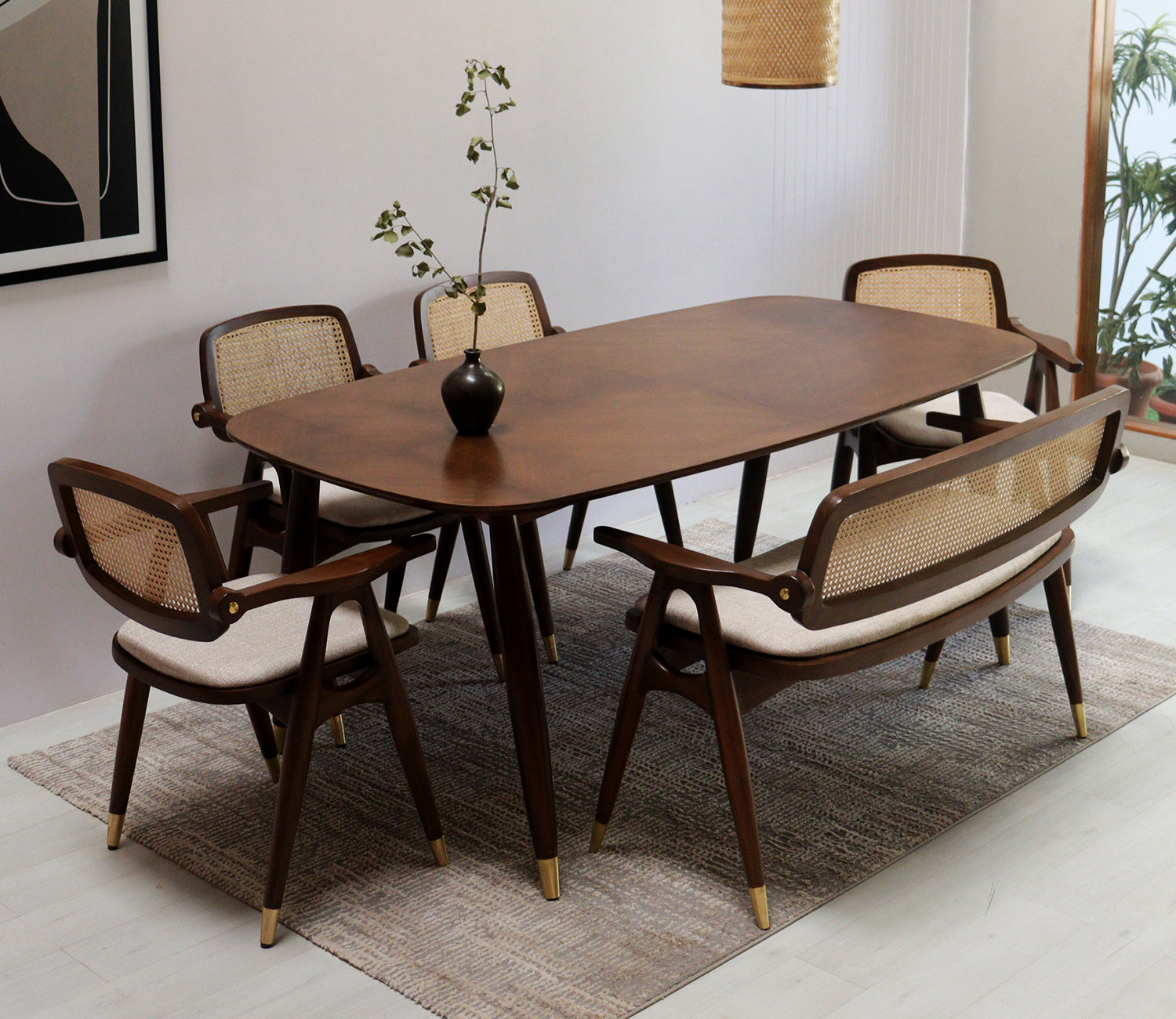 Chinchilla Teak Wood 6 seater Dining Table Set
