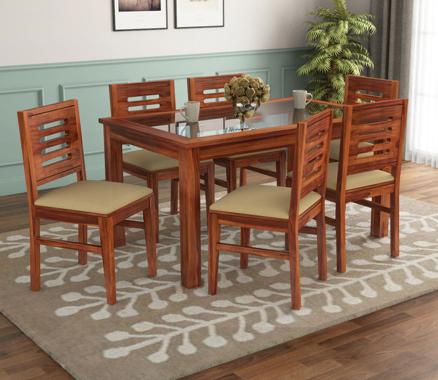 Bunny Cushioned 6 Seater Dining Table Set