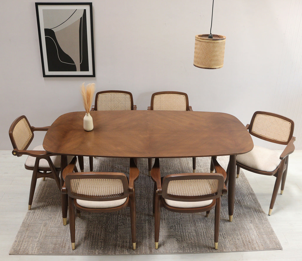 Chinchilla Teak Wood 6 seater Dining Table Set