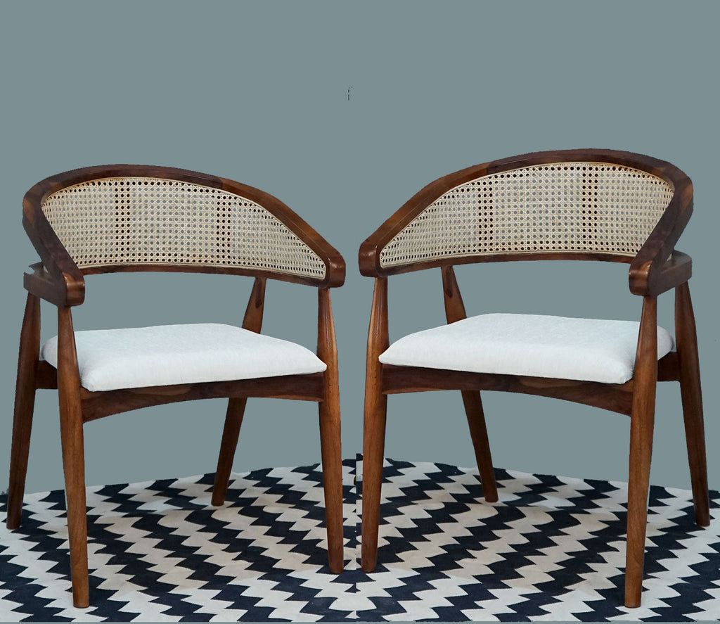 Juniper Curved Arm Chair with Cane - Set of 2
