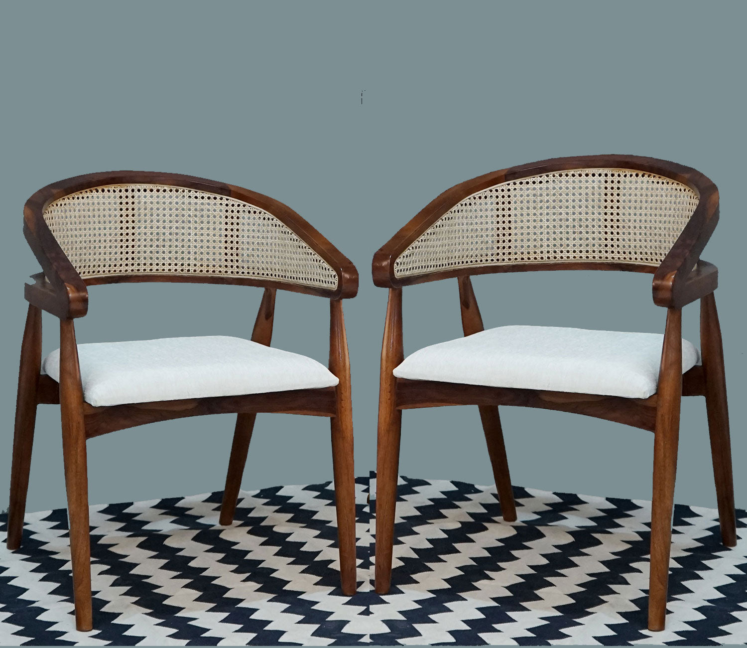 Juniper Curved Arm Chair with Cane - Set of 2