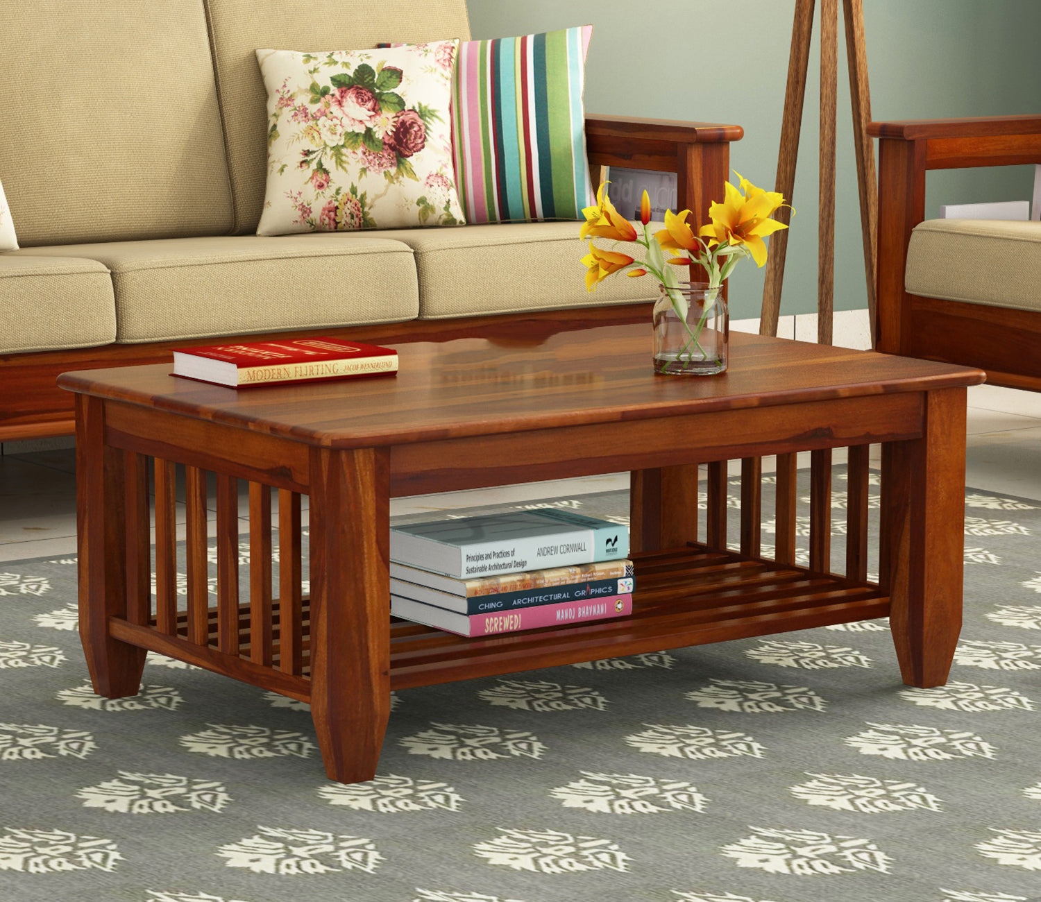 Iris Sheesham Wood Coffee Table with Open Storage