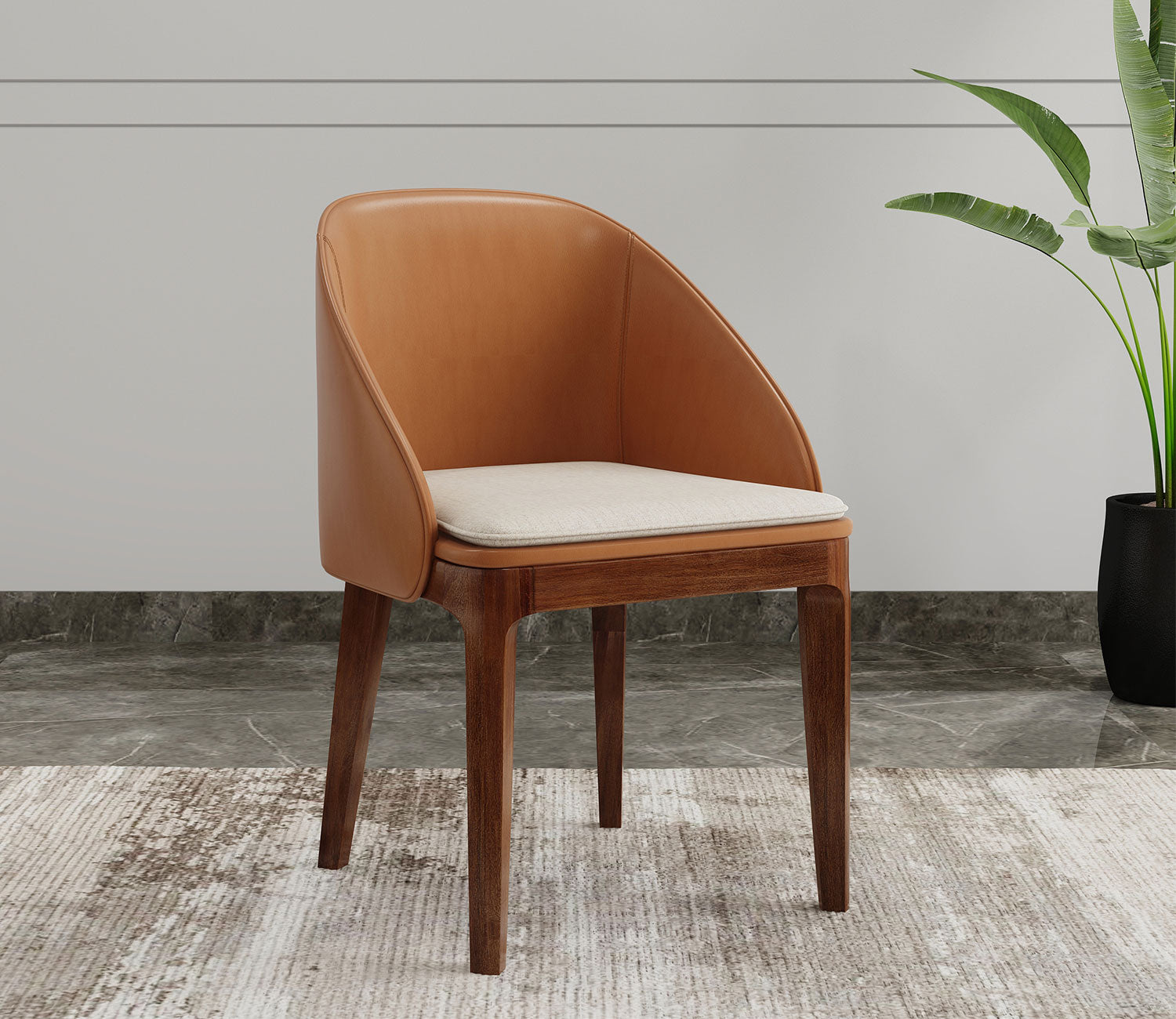 Daisy Teak Wood Cushioned Dining Chair - Set of 2
