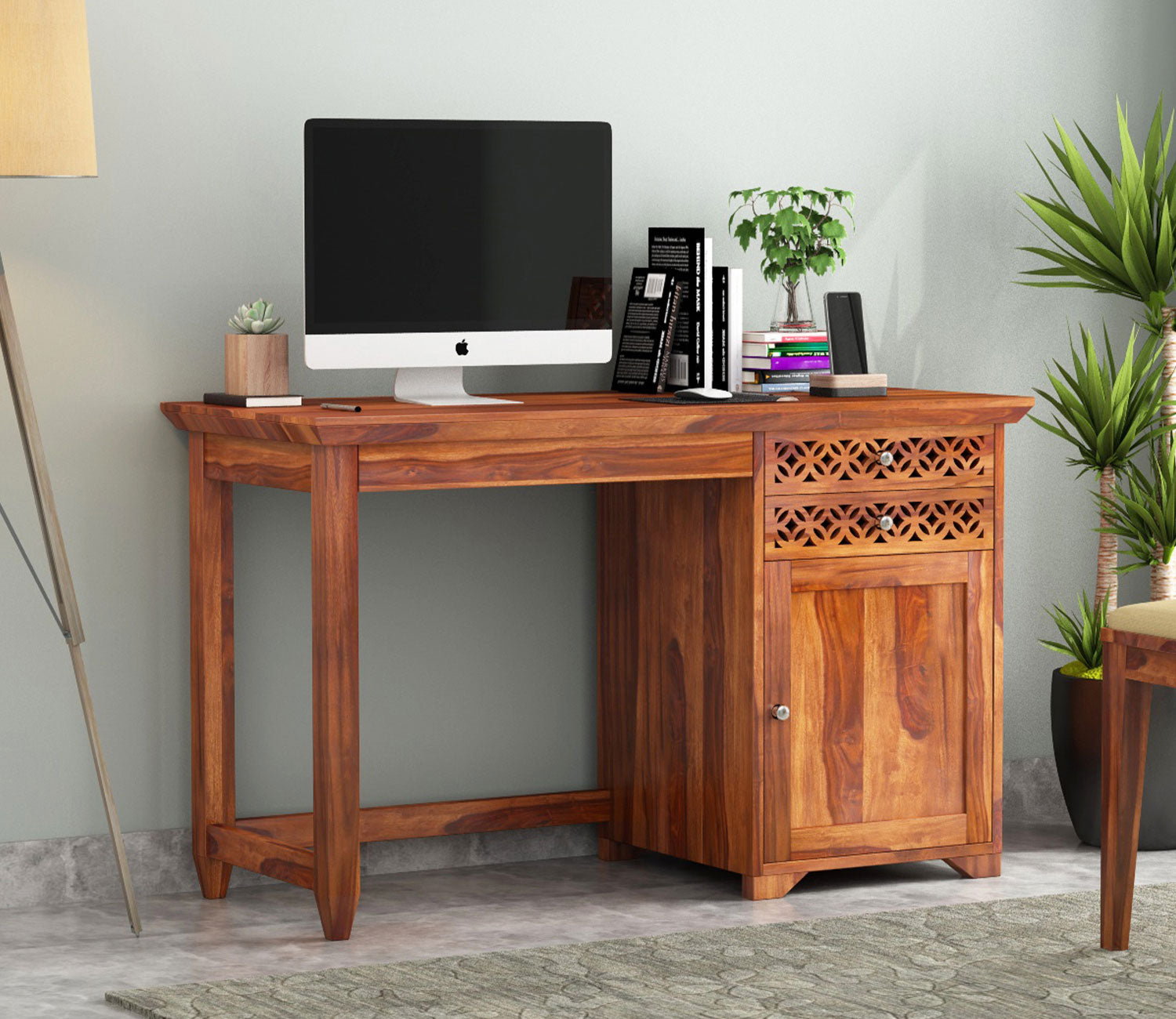 Madison Study Table with Two Drawers and Cabinet